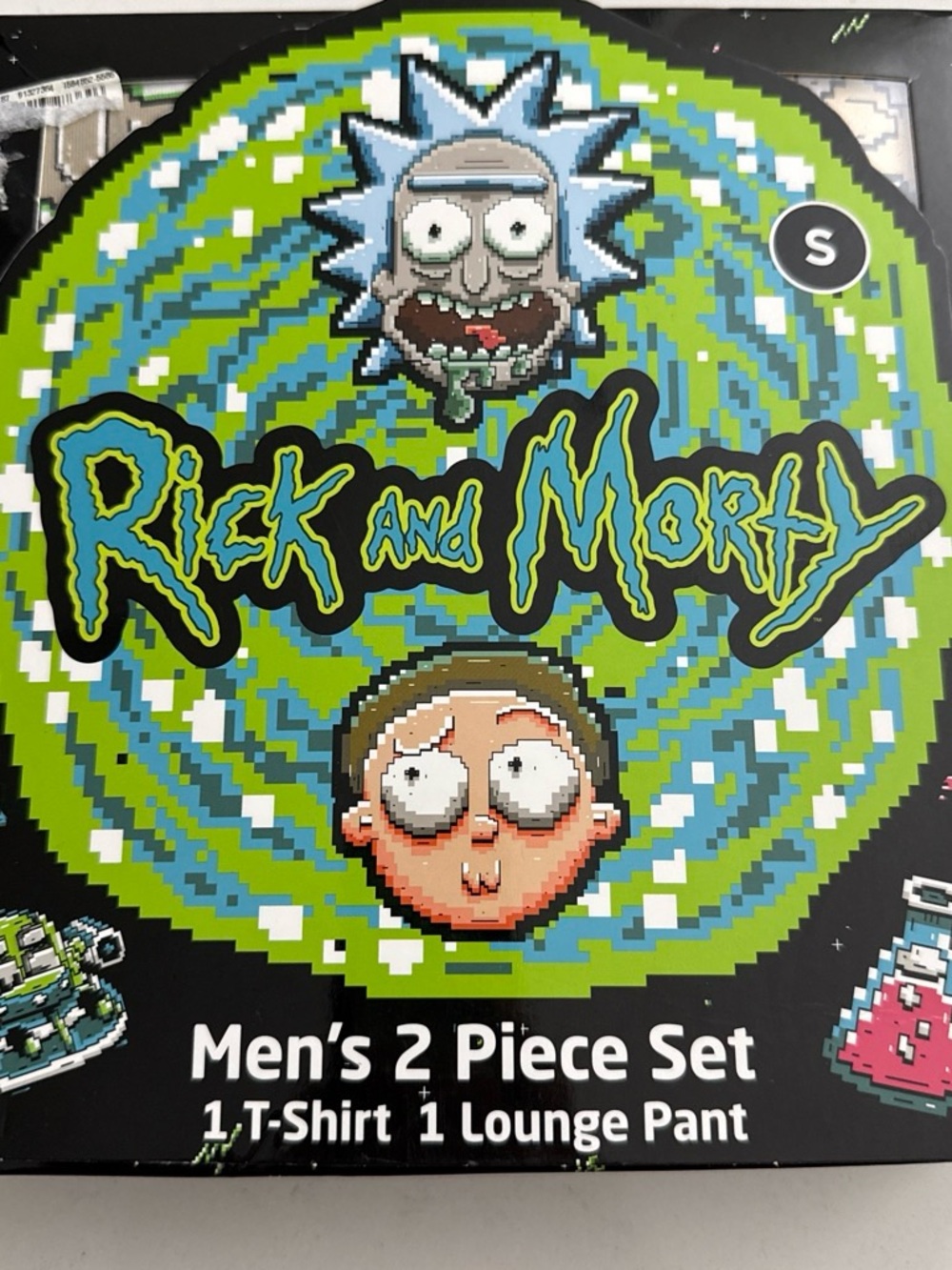NWT Rick & Morty Men's 2-Piece Lounge Set - Green Pixel Portal Size S